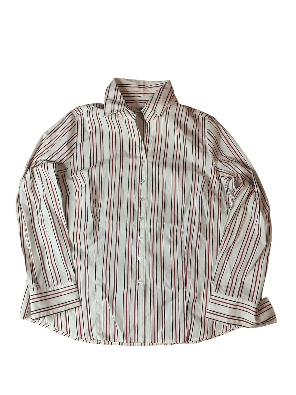 Carroll Reed Striped Button-Up Shirt – Size 14 | Classic Office Blouse